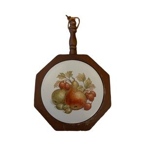 Vintage Hanging Decorative Ceramic Tile & Wood Trivet